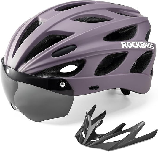 ROCKBROS Fahrradhelm mit integrierter abnehmbarer Magnetbrillen & Visier