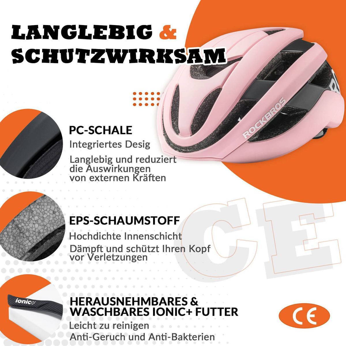 ROCKBROS Fahrradhelm Sport Mountainbike Schutzhelm Atmungsaktiv 54-58cm