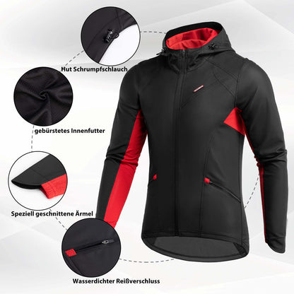 Men's Winter Windproof Softshell Cycling Jacket, Black, ROCKBROS