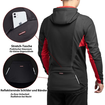 Men's Winter Windproof Softshell Cycling Jacket, Black, ROCKBROS
