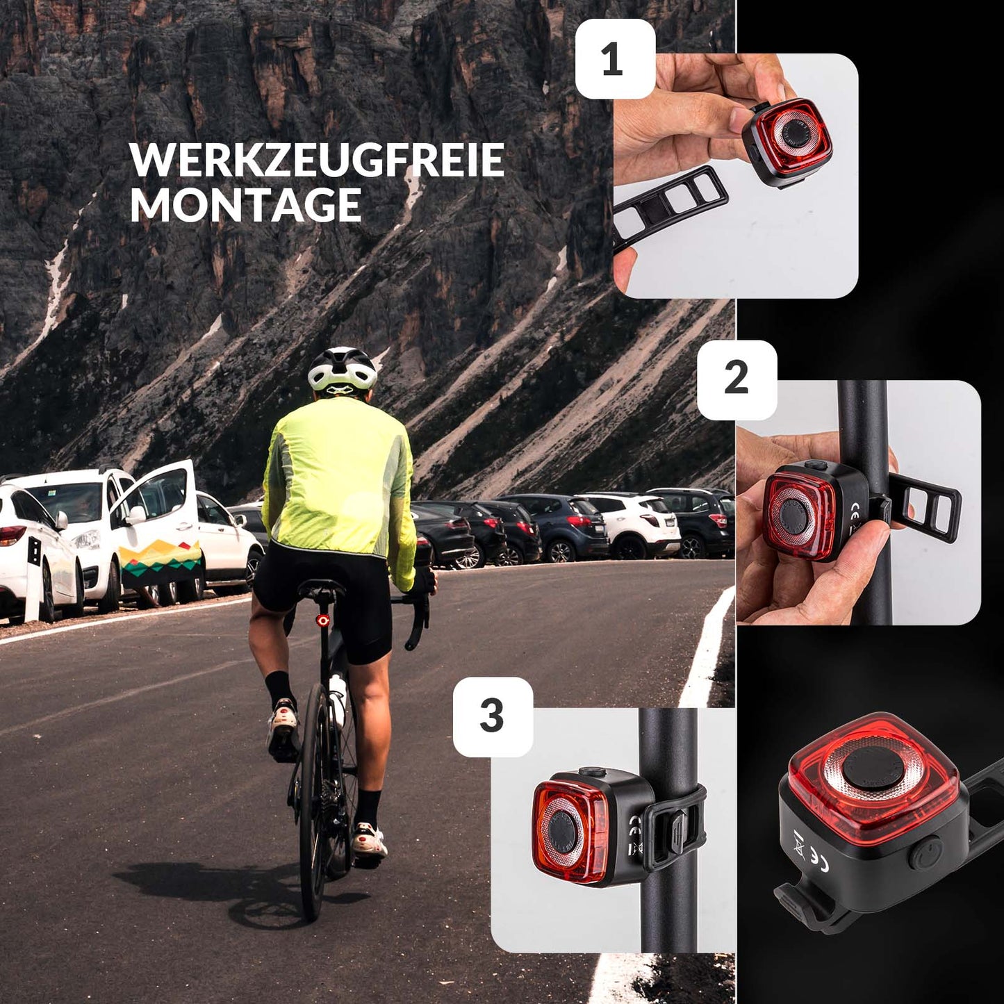 Bicycle light IPX5 waterproof rear light rechargeable with USB-C ROCKBROS