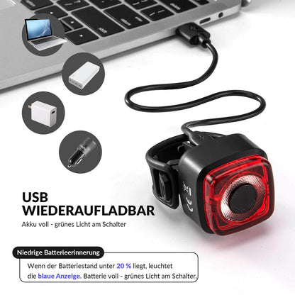 Bicycle light IPX5 waterproof rear light rechargeable with USB-C ROCKBROS