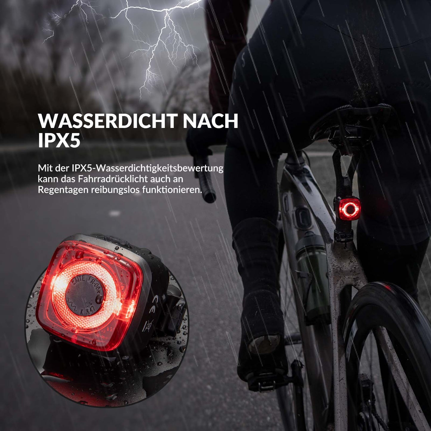 Bicycle light IPX5 waterproof rear light rechargeable with USB-C ROCKBROS