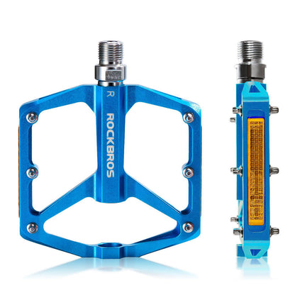 Bicycle pedals with reflectors, made of aluminum alloy, 9/16 inch, ROCKBROS