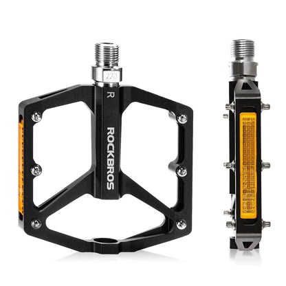 Bicycle pedals with reflectors, made of aluminum alloy, 9/16 inch, ROCKBROS