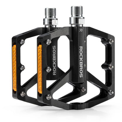 Bicycle pedals with reflectors, made of aluminum alloy, 9/16 inch, ROCKBROS