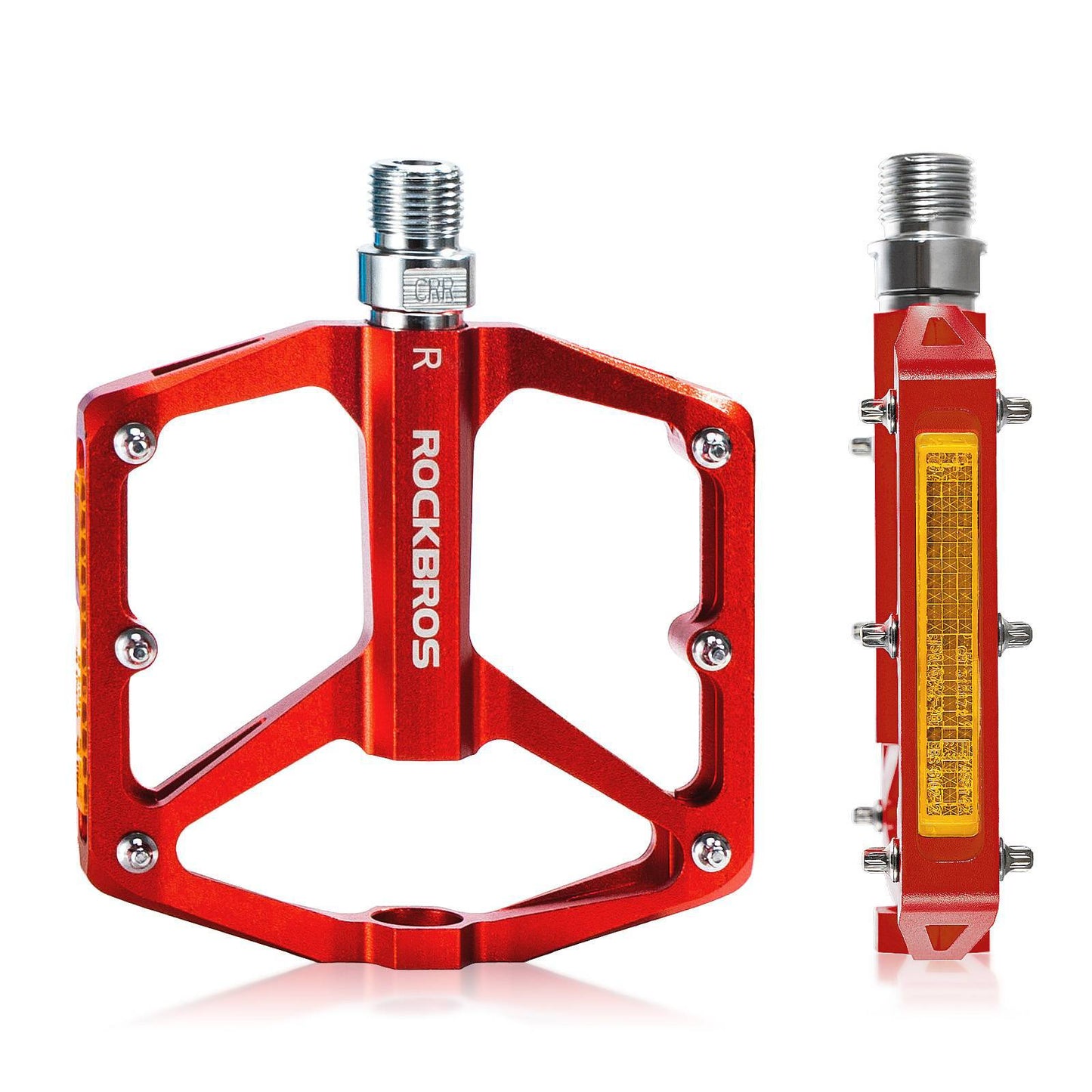 Bicycle pedals with reflectors, made of aluminum alloy, 9/16 inch, ROCKBROS