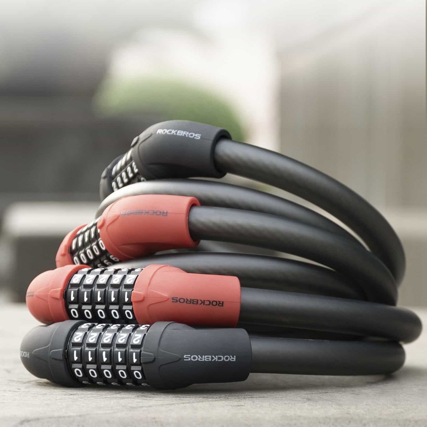 Bicycle lock, cable lock, combination lock with 5-digit code, ROCKBROS