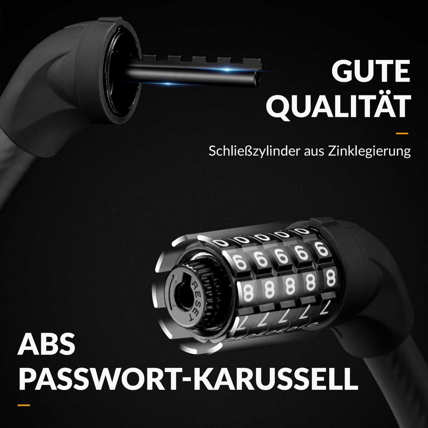 Bicycle lock, cable lock, combination lock with 5-digit code, ROCKBROS