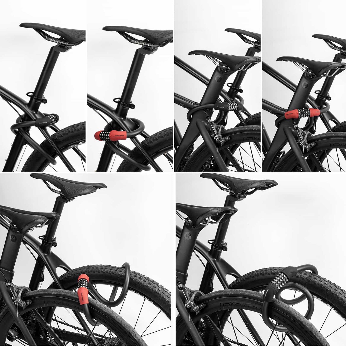 Bicycle lock, cable lock, combination lock with 5-digit code, ROCKBROS