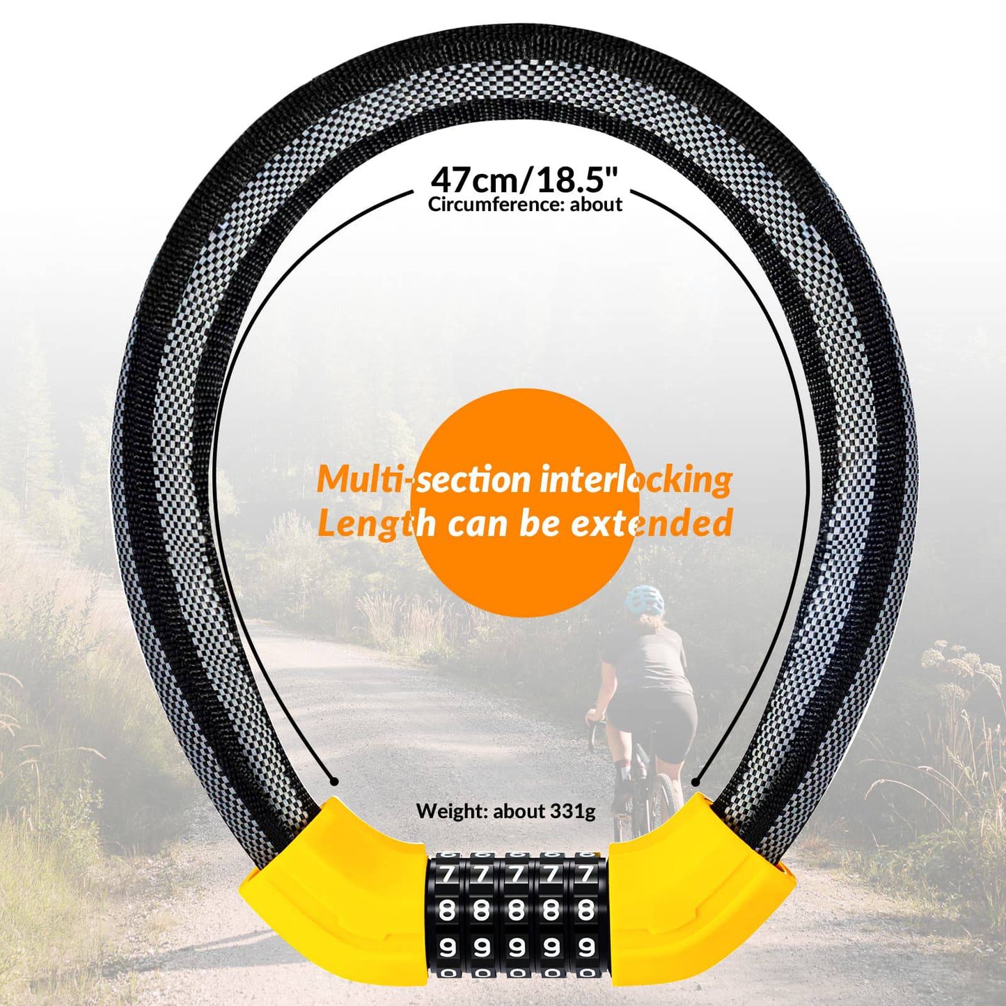 Bicycle lock combination lock 19mm thick ROCKBROS