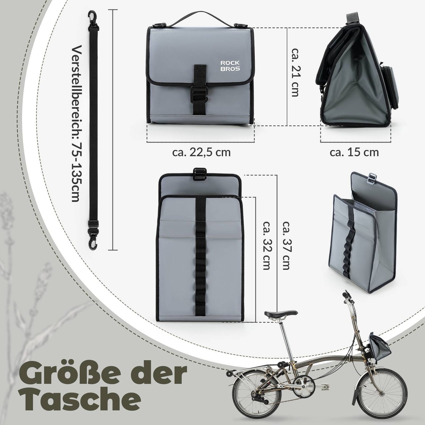 Bicycle bag, handlebar bag, front bag with shoulder strap, ROCKBROS