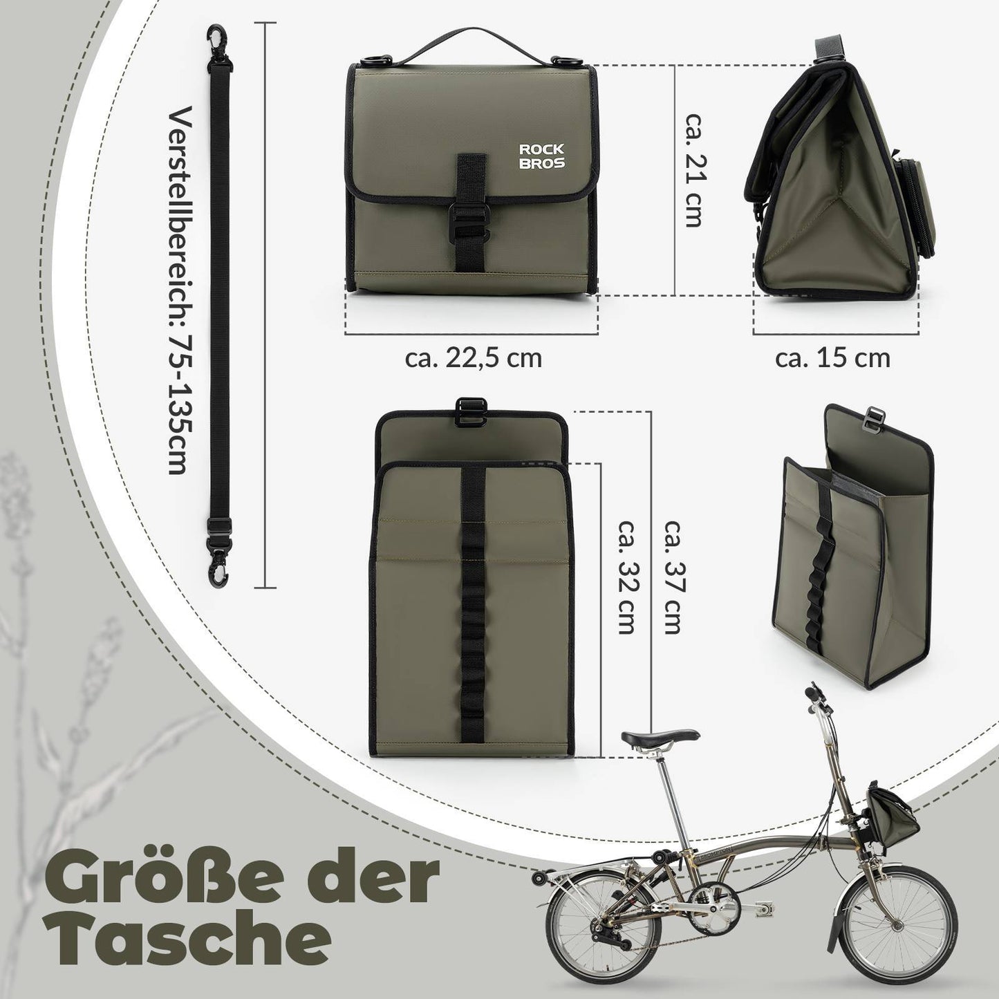 Bicycle bag, handlebar bag, front bag with shoulder strap, ROCKBROS