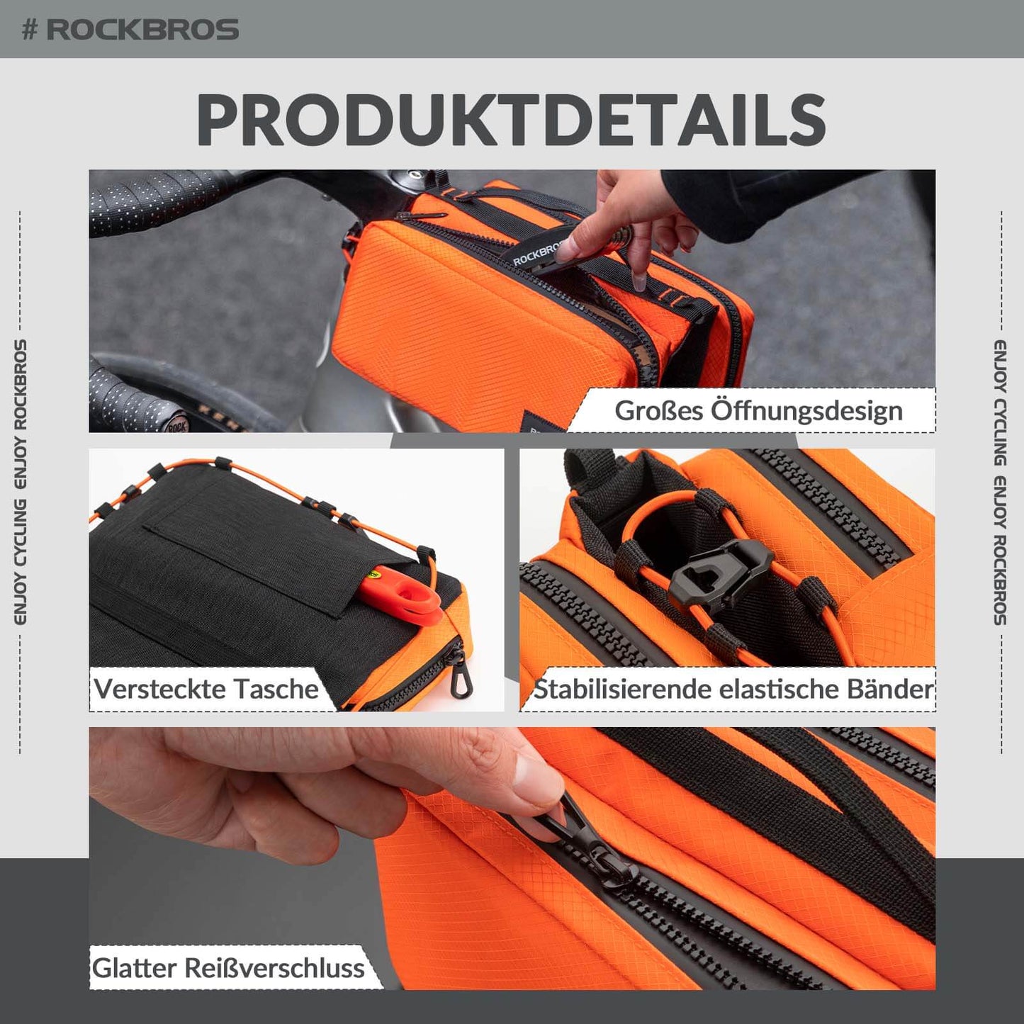 Bicycle frame bag with shoulder strap, top tube bag ROCKBROS