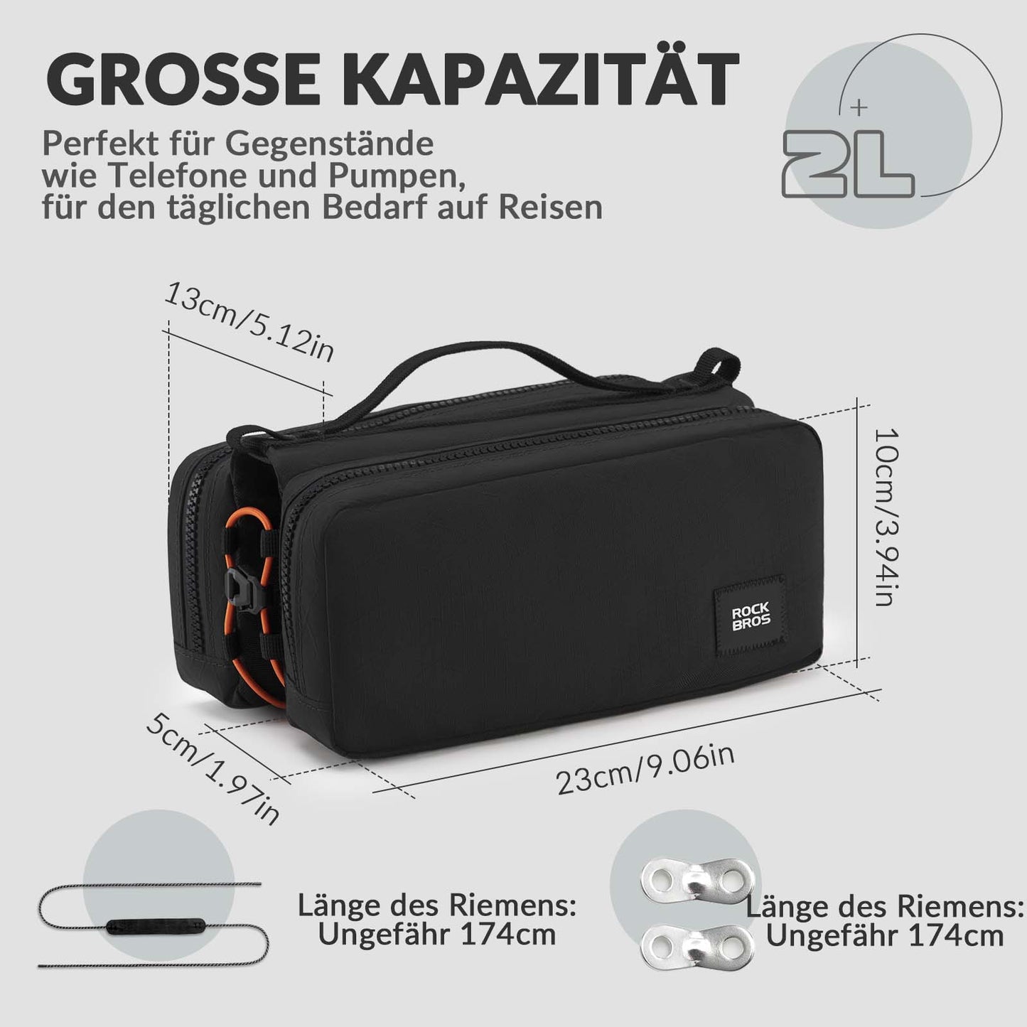 Bicycle frame bag with shoulder strap, top tube bag ROCKBROS