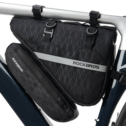 2-in-1 Bicycle Bag Set, Detachable Frame Bag 1.3 L + 0.7 L, Black, ROCKBROS