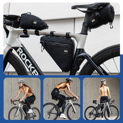Bicycle bag set: frame bag*2 + saddle bag*1 with adjustable shoulder strap, 1.2L, ROCKBROS