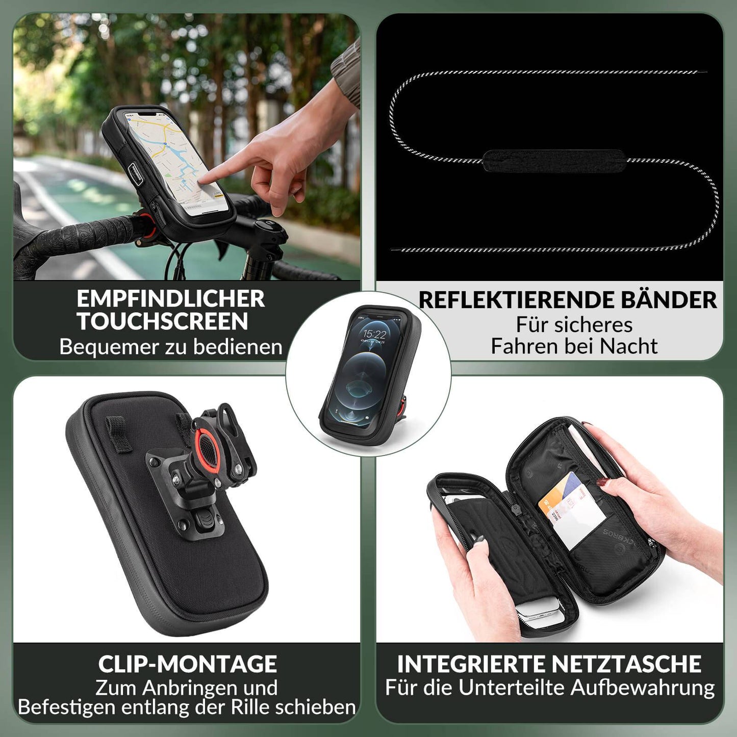 Waterproof bicycle bag, rotatable mobile phone bag for 4.7-6 inch mobile phones, ROCKBROS