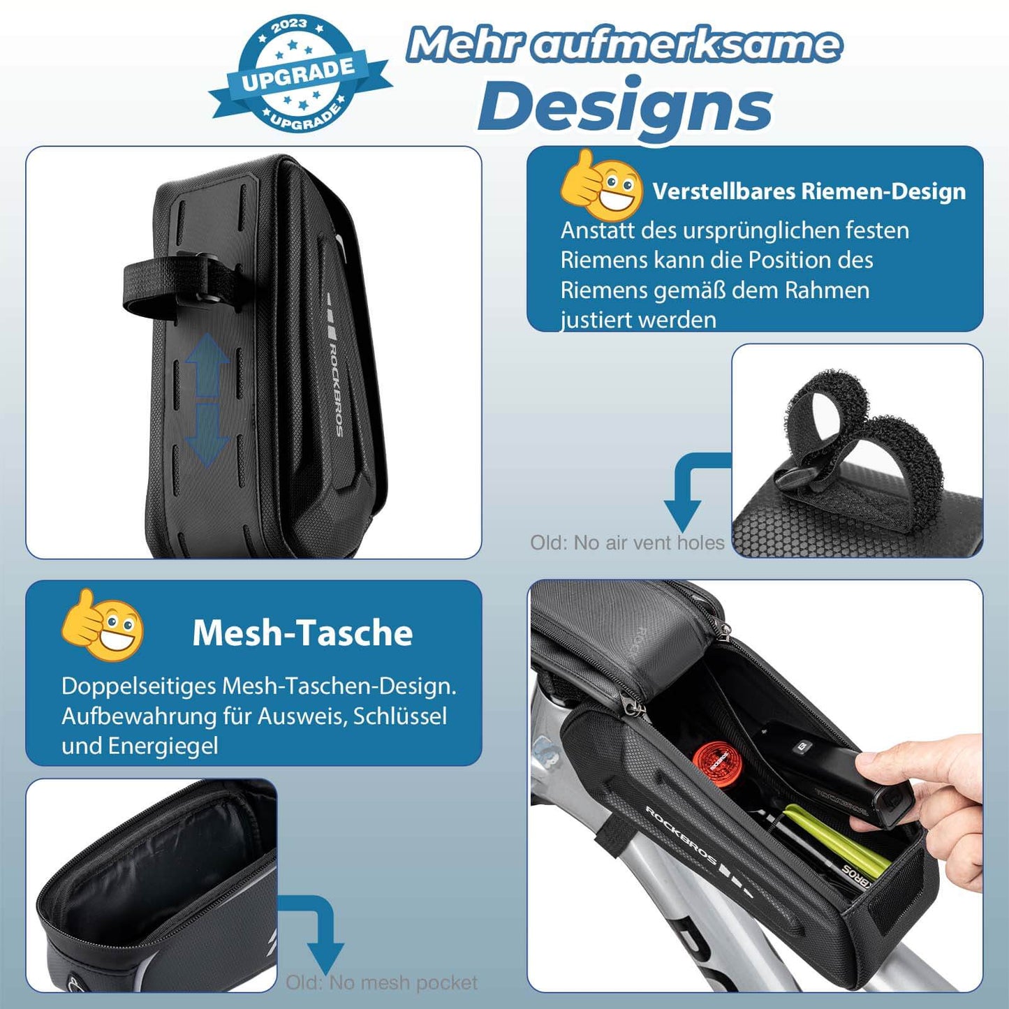 Waterproof bicycle bag, mobile phone case for 6.8-inch touchscreen smartphones, ROCKBROS