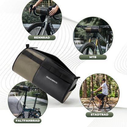 ROCKBROS cylindrical handlebar bag, 1.7L, with shoulder strap