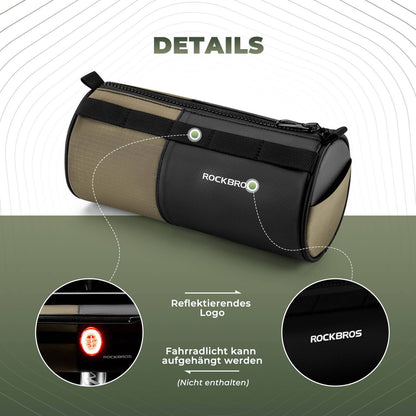 ROCKBROS cylindrical handlebar bag, 1.7L, with shoulder strap