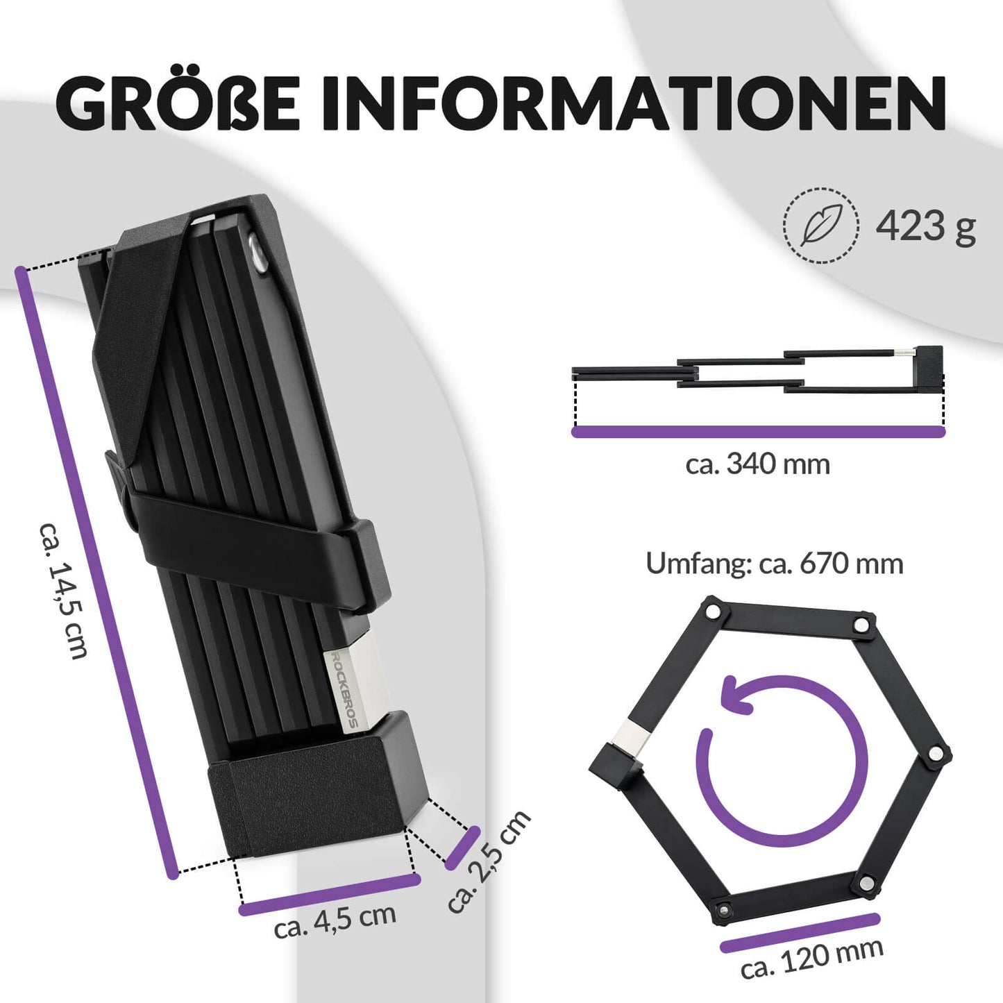 Folding bike lock with bracket ROCKBROS