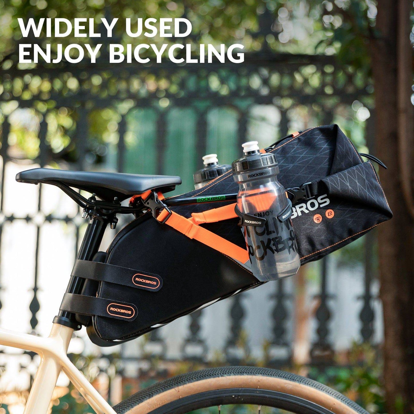 Bottle holder & stabilizer support for bicycle saddlebag ROCKBROS
