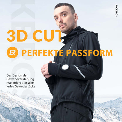 Winter cycling jacket, windproof – with TPU touchscreen operation, ROCKBROS