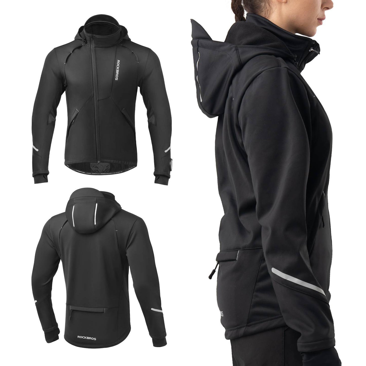 Winter cycling jacket, windproof – with TPU touchscreen operation, ROCKBROS
