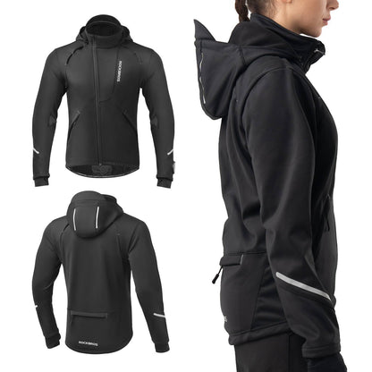 Winter cycling jacket, windproof – with TPU touchscreen operation, ROCKBROS