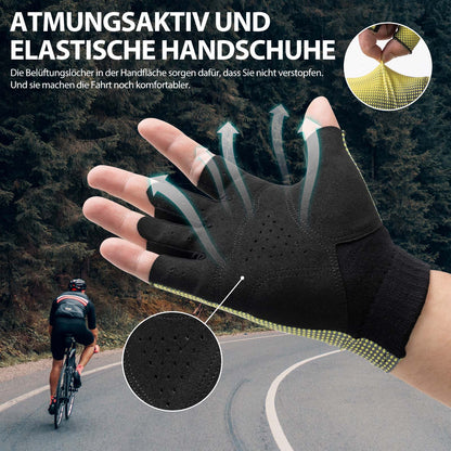 Half-finger cycling gloves, non-slip, elastic, unisex, yellow, sizes M-XXL, ROCKBROS