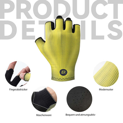 Half-finger cycling gloves, non-slip, elastic, unisex, yellow, sizes M-XXL, ROCKBROS