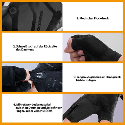 Shock-absorbing and non-slip unisex half-finger cycling gloves from ROCKBROS
