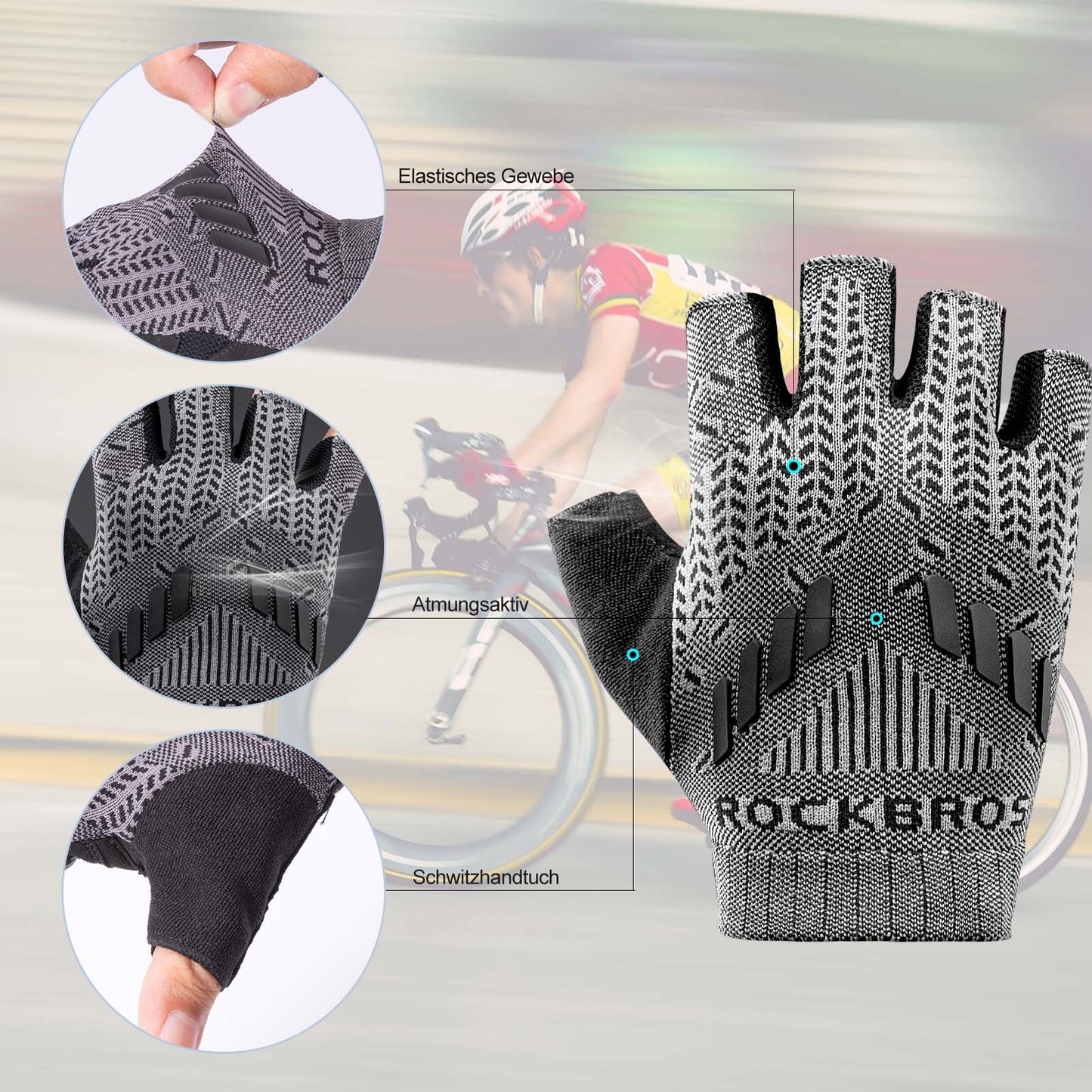 Half Finger Shock Absorbing Cycling Gloves Summer Men's ROCKBROS