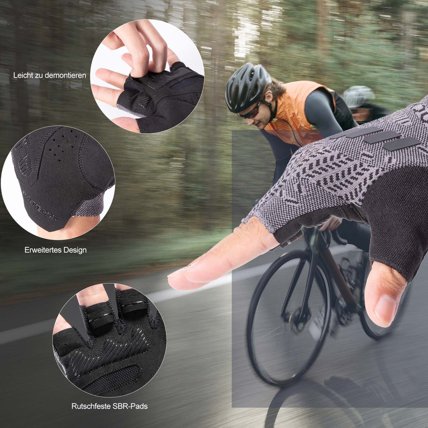 Half Finger Shock Absorbing Cycling Gloves Summer Men's ROCKBROS