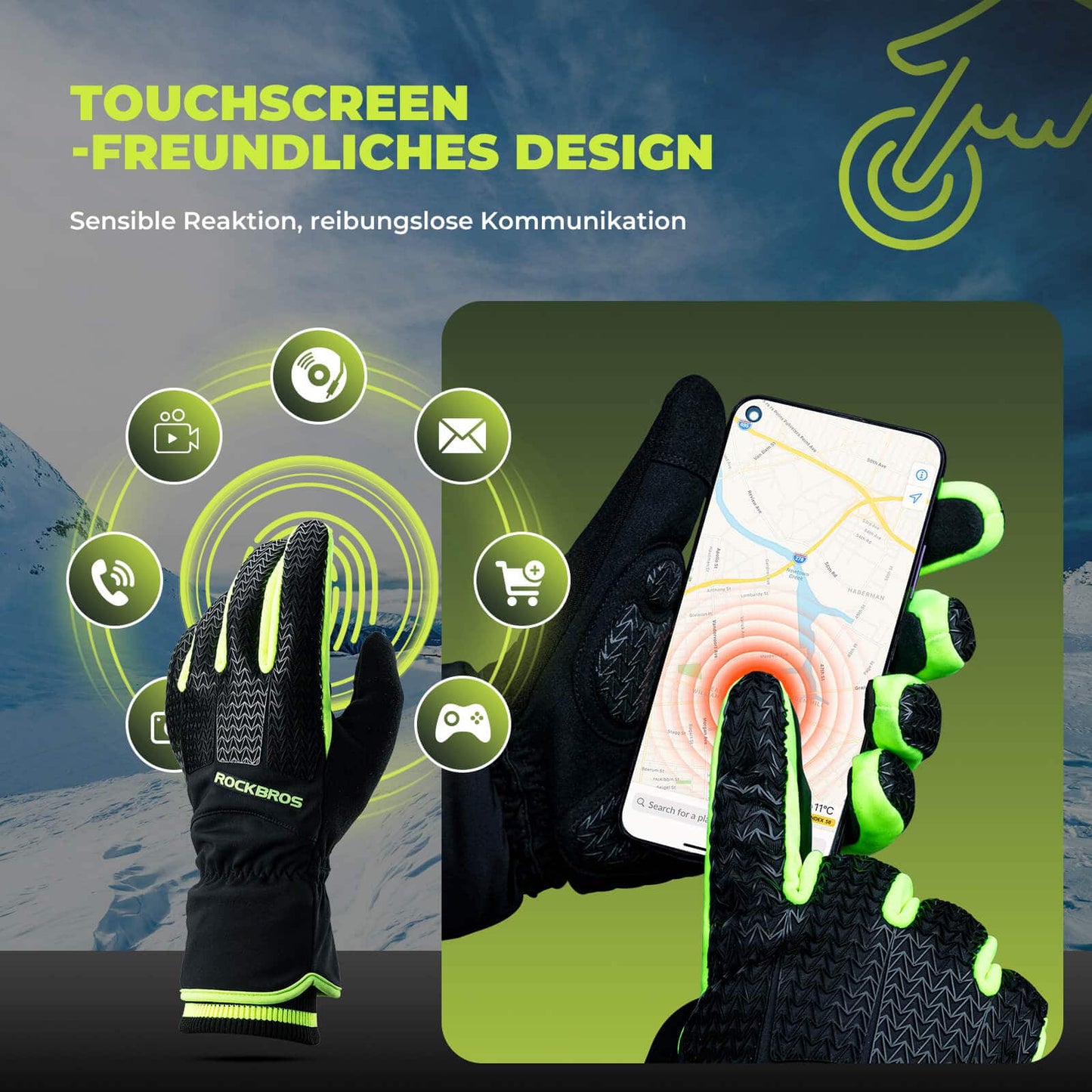 Gloves Cycling gloves Touchscreen Thinsulate Ski gloves ROCKBROS
