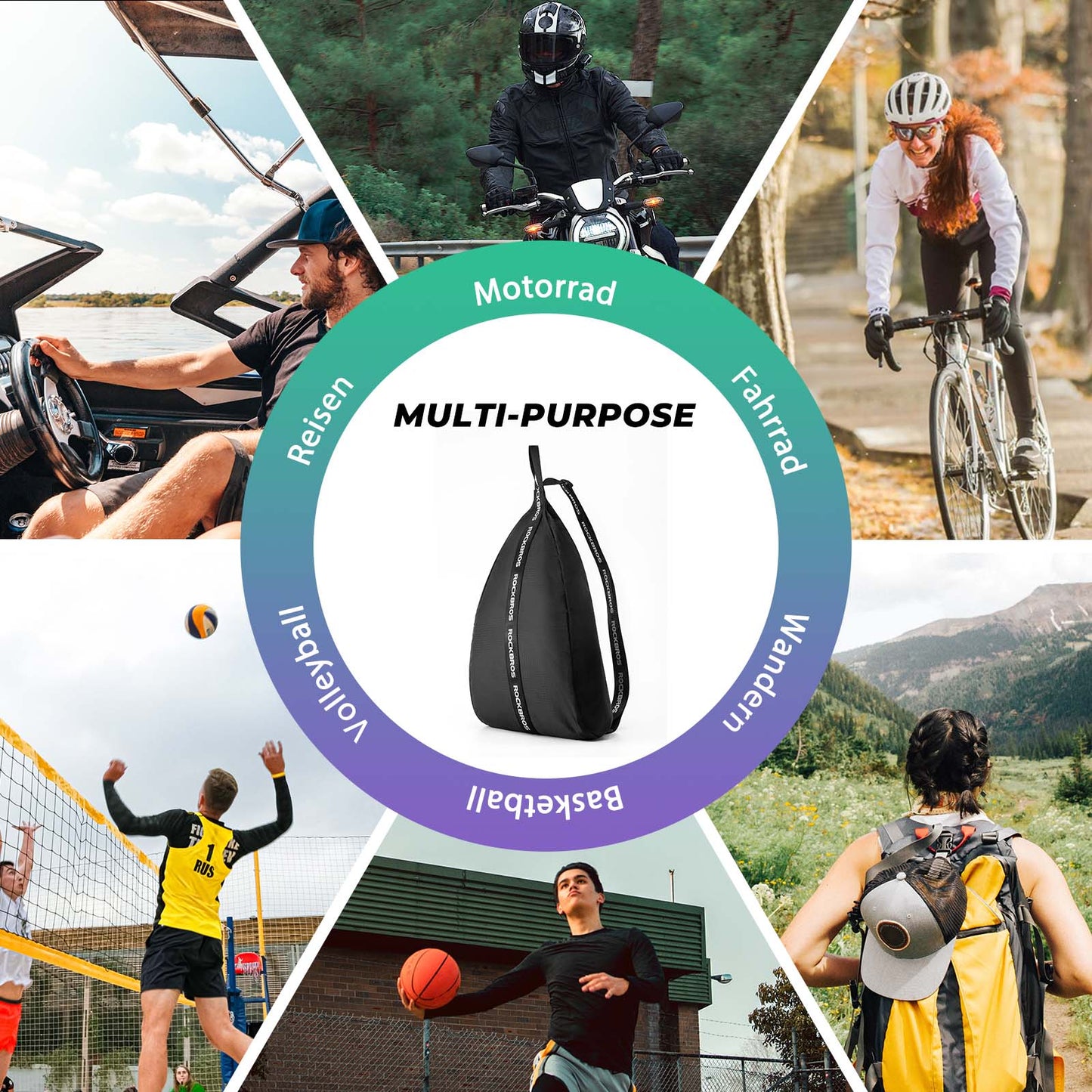 Motorcycle helmet bag, adjustable shoulder strap, ROCKBROS