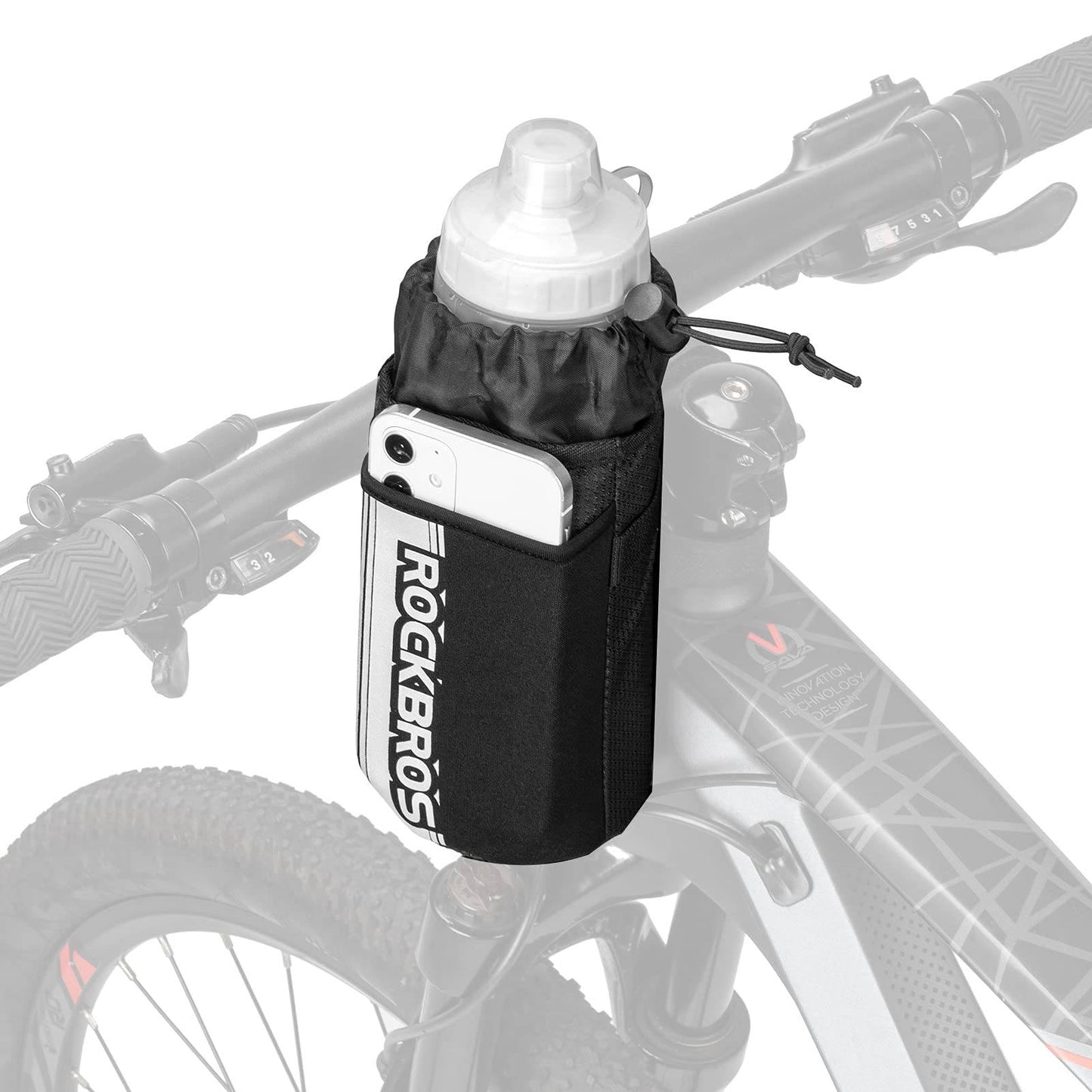 Insulated bicycle handlebar bag with water bottle holder and mobile phone pocket ROCKBROS