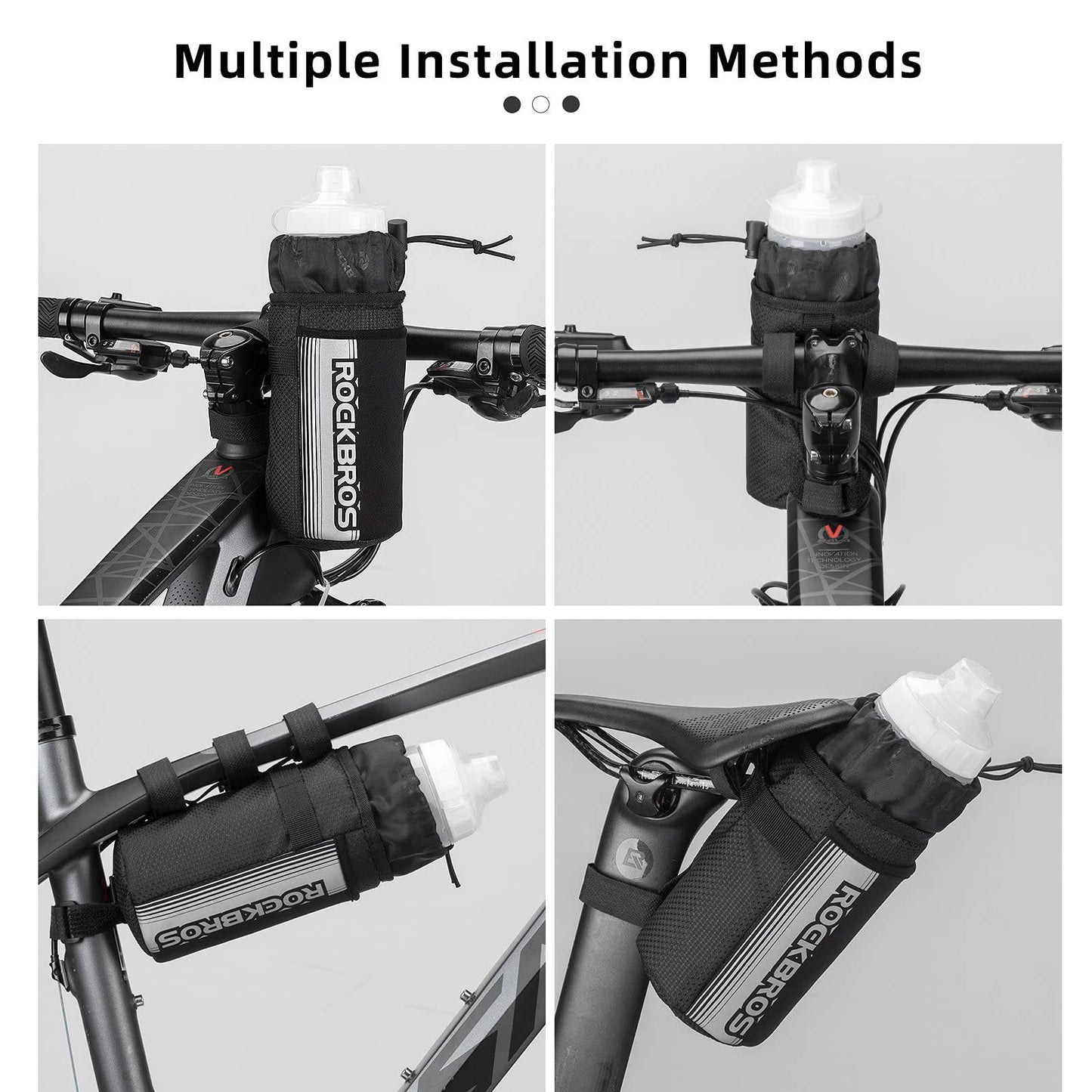 Insulated bicycle handlebar bag with water bottle holder and mobile phone pocket ROCKBROS