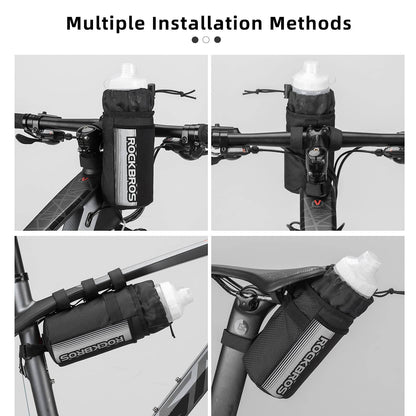 Insulated bicycle handlebar bag with water bottle holder and mobile phone pocket ROCKBROS