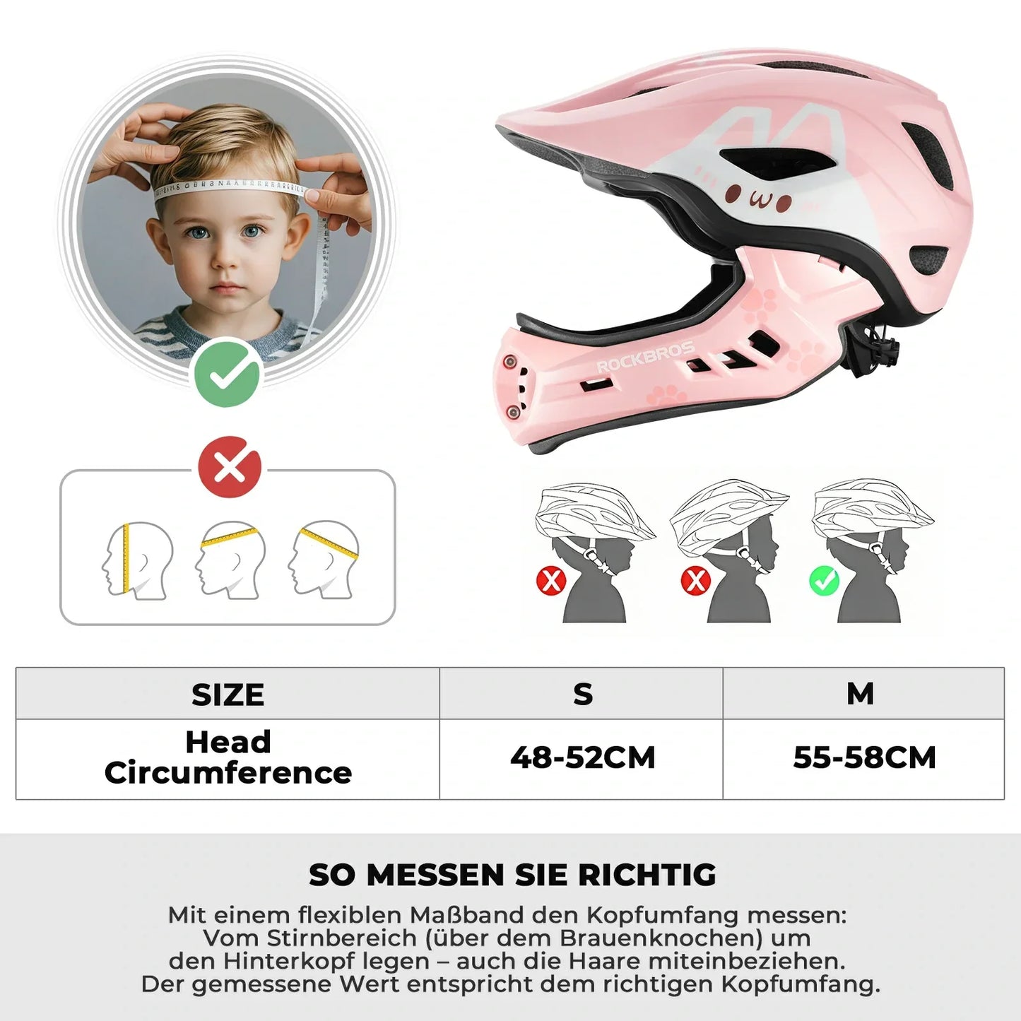 Kids' Cartoon Full Face Helmet with Removable Chin Guard ROCKBROS