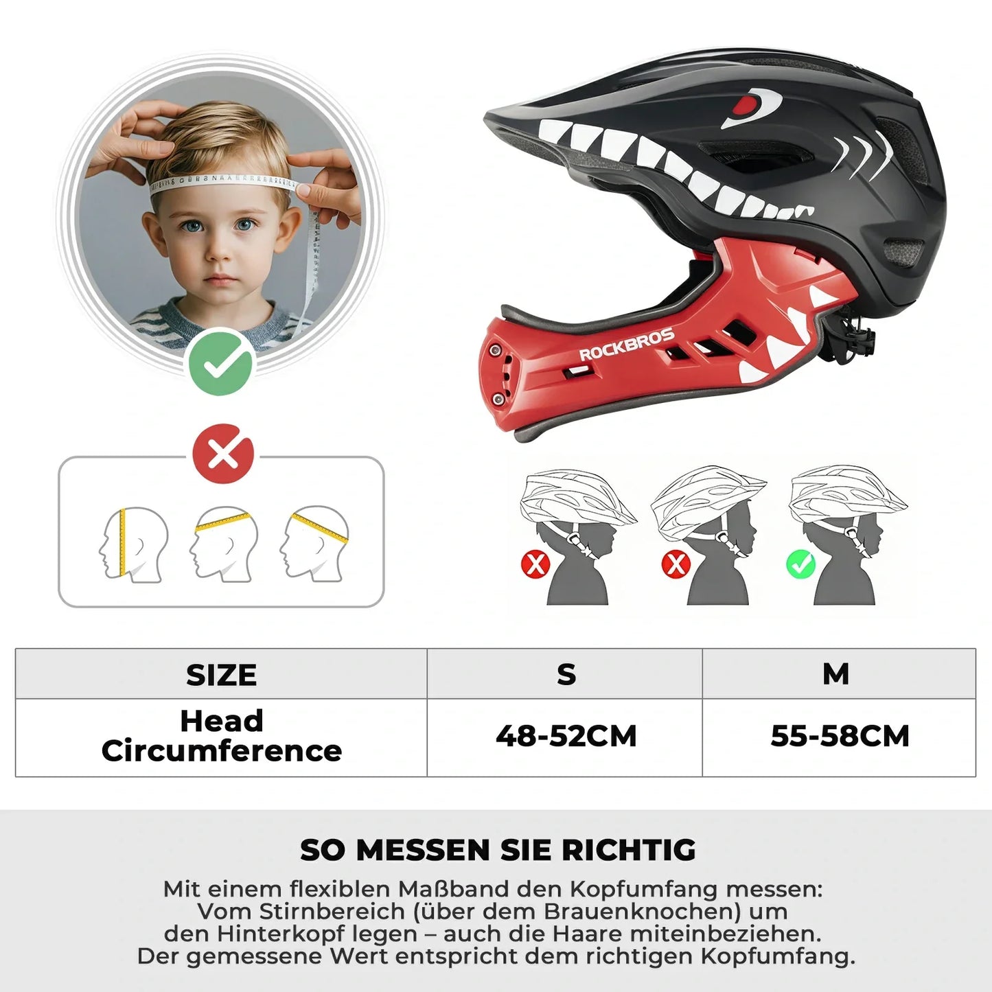 Kids' Cartoon Full Face Helmet with Removable Chin Guard ROCKBROS