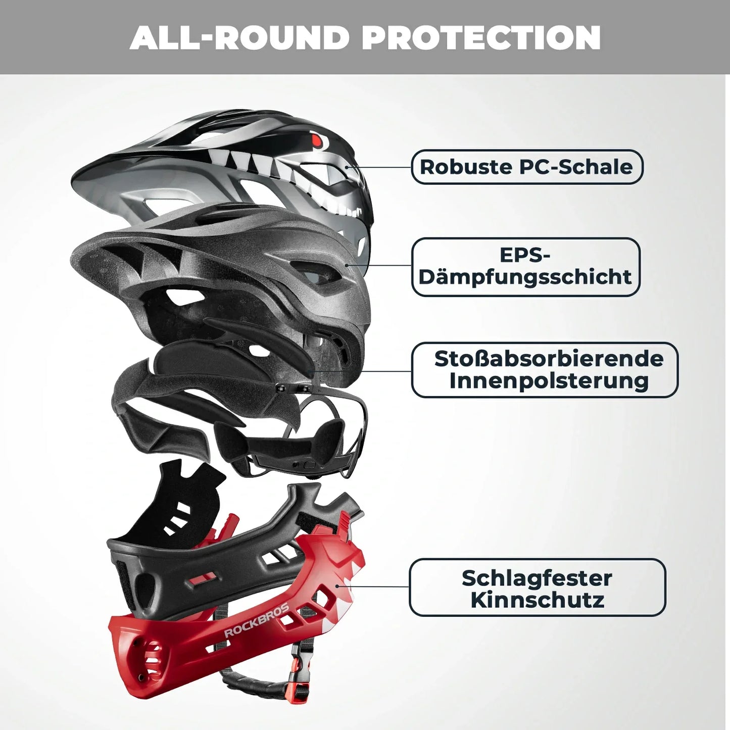 Kids' Cartoon Full Face Helmet with Removable Chin Guard ROCKBROS