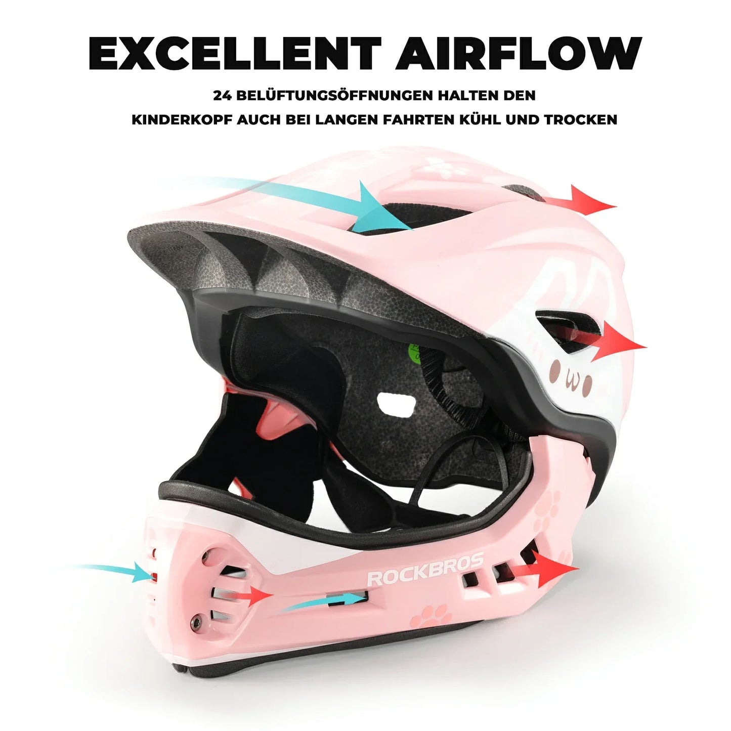 Kids' Cartoon Full Face Helmet with Removable Chin Guard ROCKBROS