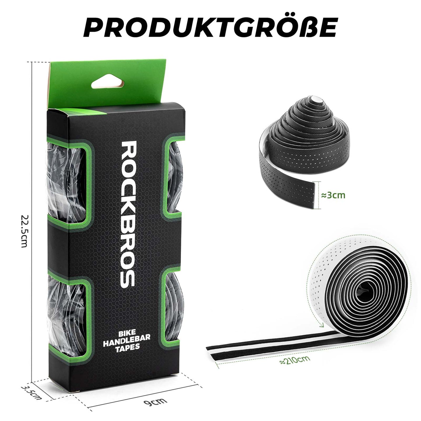 Road bike handlebar tape, non-slip, shock-absorbing, 2 rolls, ROCKBROS