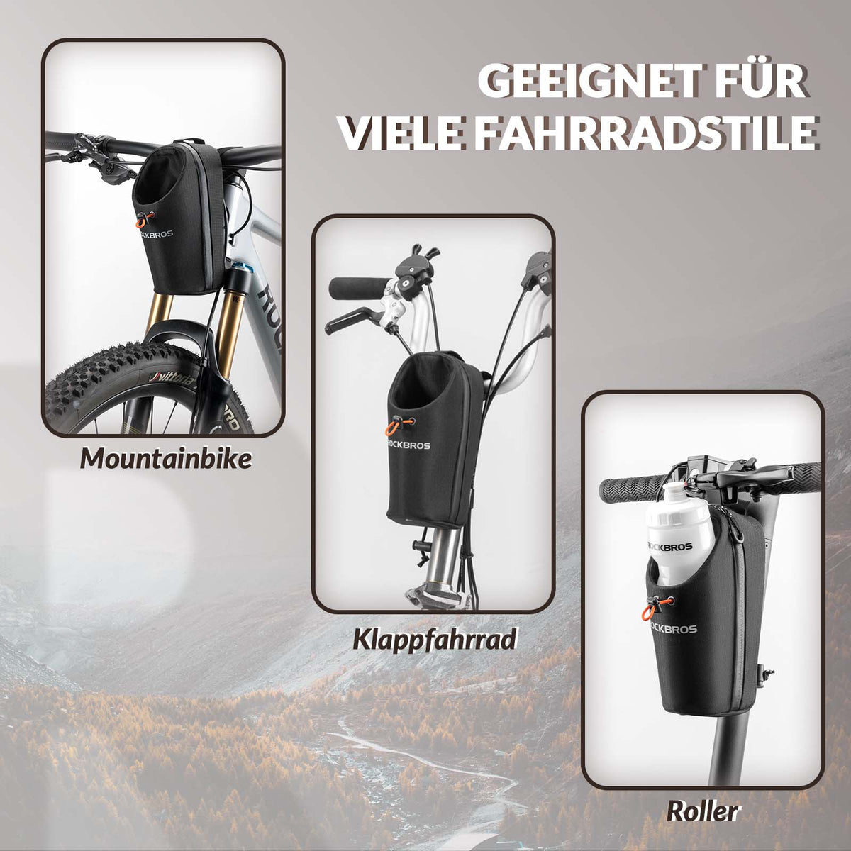 ROCKBROS Lenkertasche Flaschentasche Trinkflaschenhalter Multifunktionales Design