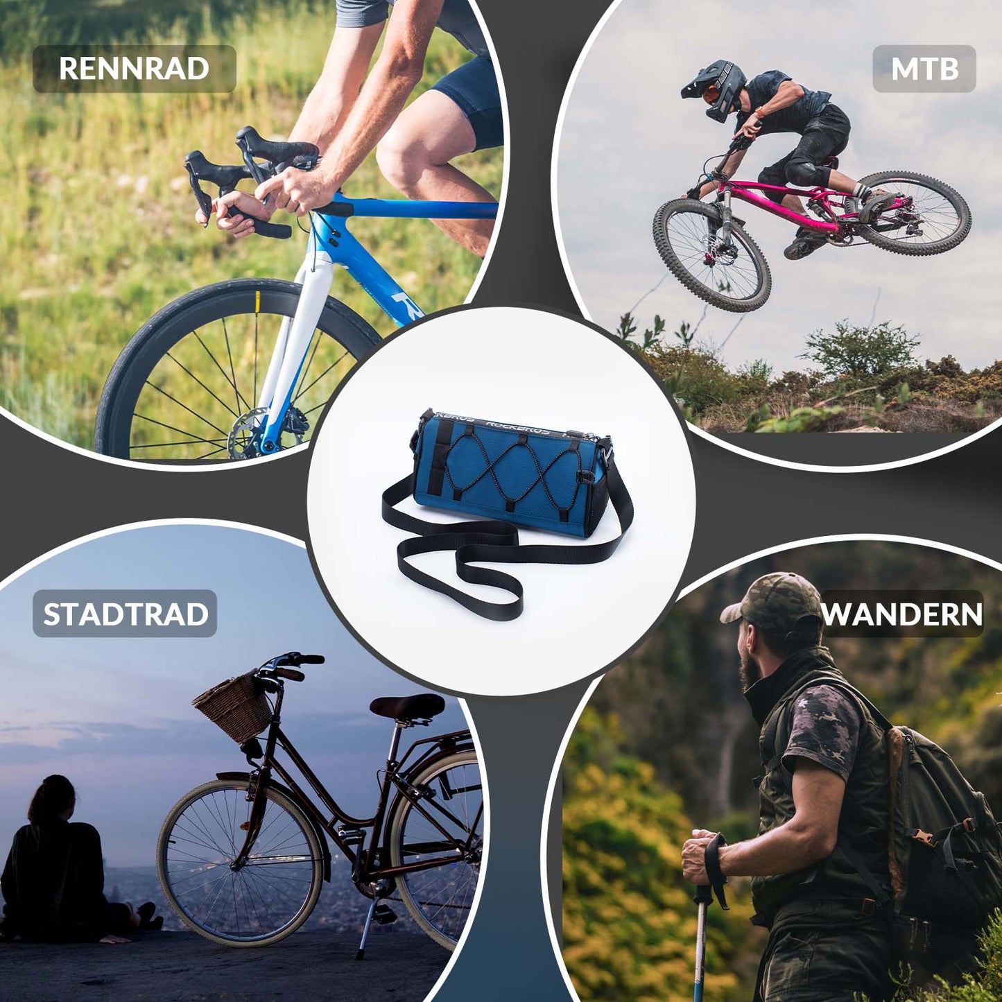 Handlebar bag Multifunctional bicycle handlebar bag with shoulder strap 1.5L ROCKBROS
