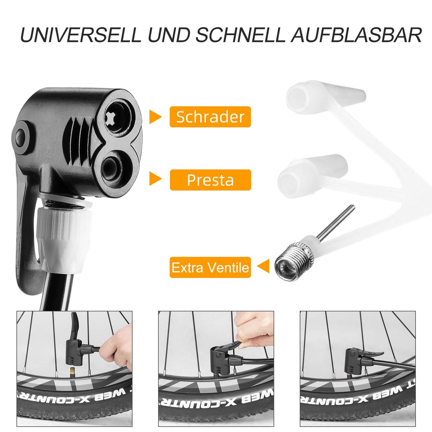 Air pump foot pump with double cylinder pressure gauge ROCKBROS