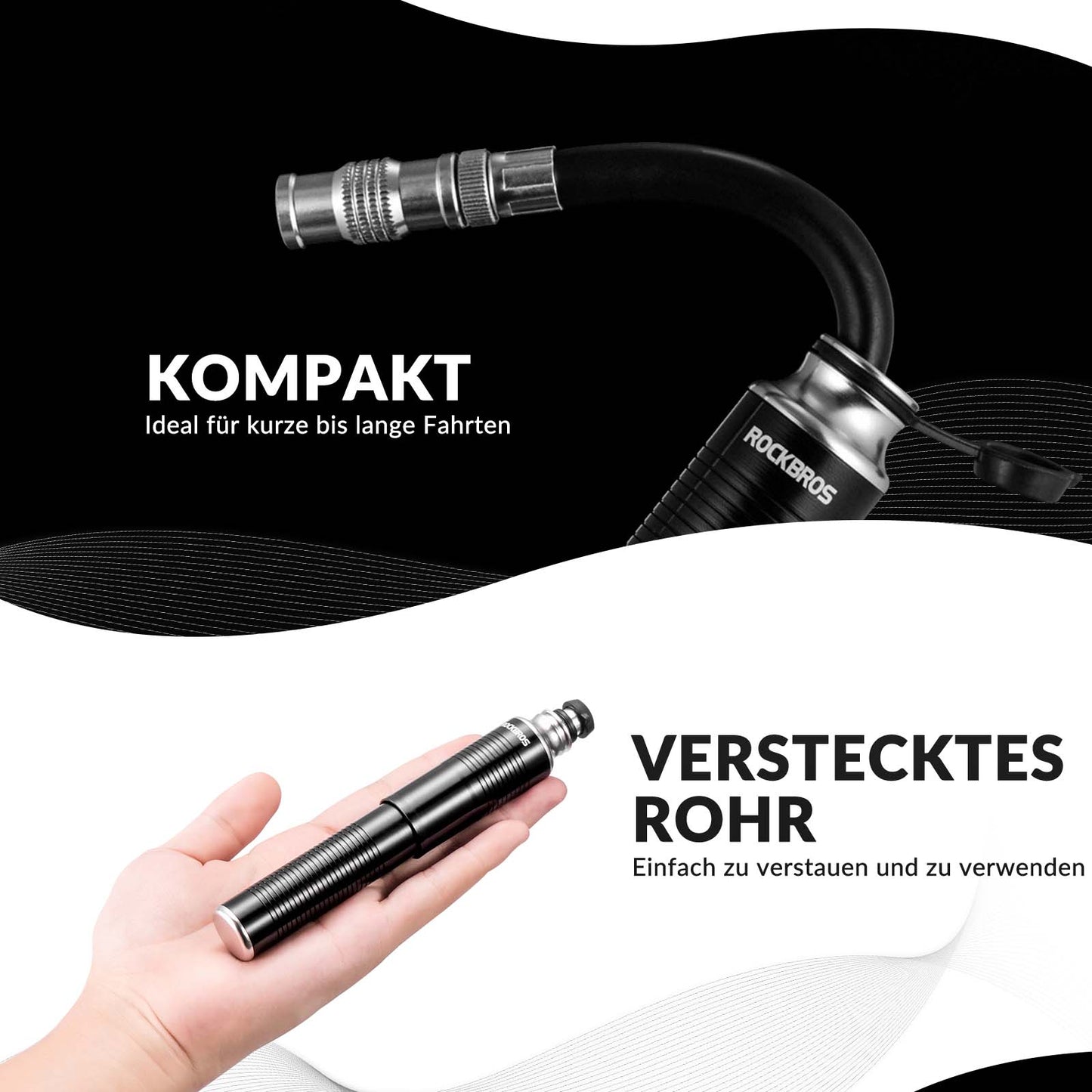 ROCKBROS aluminum hand pump for Schrader & Presta valves