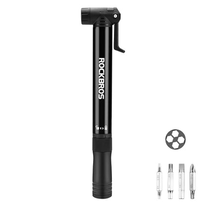 Mini bicycle air pump with ratchet wrench 80 PSI aluminum ROCKBROS